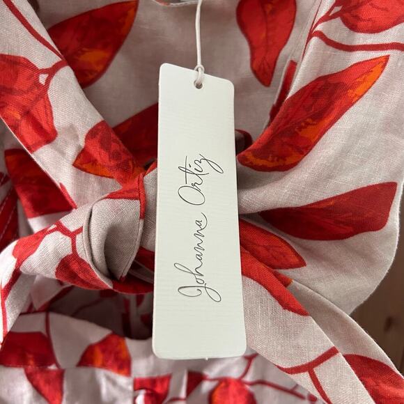 NWT Johanna Ortiz Desirade Dress Midi Sleeveless Cutout Womens 6 Date Leaf Print - Picture 6 of 16